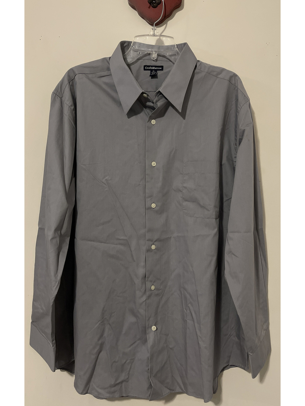Croft Barrow Mens XL Gray Button-Up Collared Cotton Shirt! A6327